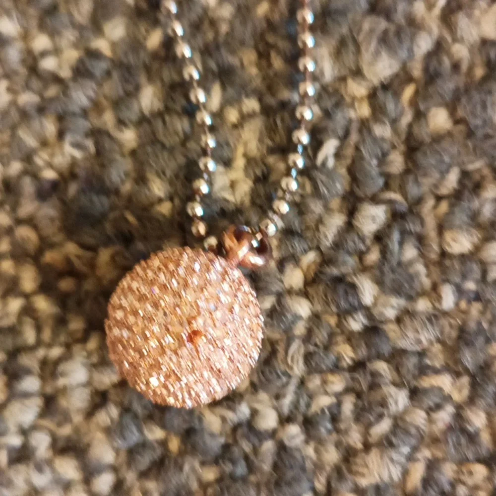 Michael Kors silver shimmer necklace with crystal ball bling pink pendent